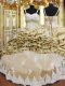 Suitable Champagne Sleeveless Floor Length Beading and Appliques and Ruffled Layers and Pick Ups Lace Up Quinceanera Dresses