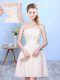 Sleeveless Knee Length Appliques Lace Up Quinceanera Dama Dress with Champagne