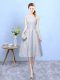 Spectacular Grey Zipper Scoop Lace Dama Dress for Quinceanera Lace Sleeveless
