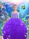 High Quality Straps Sleeveless Organza Little Girl Pageant Dress Beading and Ruffles Lace Up