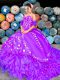 Fantastic Brush Train Ball Gowns Sweet 16 Dresses Lilac Sweetheart Organza Sleeveless Lace Up