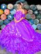 Fantastic Brush Train Ball Gowns Sweet 16 Dresses Lilac Sweetheart Organza Sleeveless Lace Up