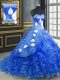 Extravagant Organza Sleeveless Sweet 16 Dress Brush Train and Embroidery and Ruffles