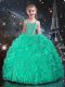 Ball Gowns Child Pageant Dress Turquoise Straps Organza Sleeveless Floor Length Lace Up