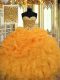 Wonderful Sweetheart Sleeveless Lace Up Sweet 16 Dresses Orange Organza