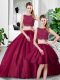 Fuchsia Sleeveless Floor Length Lace and Ruching Zipper Sweet 16 Dress