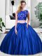 Sumptuous Royal Blue Scoop Neckline Lace and Ruching Sweet 16 Quinceanera Dress Sleeveless Zipper