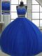 Fitting Scoop Sleeveless Tulle 15 Quinceanera Dress Beading and Sequins Clasp Handle