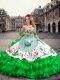 Floor Length Ball Gowns Sleeveless Green Quinceanera Gowns Lace Up