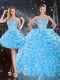 Baby Blue Sweetheart Lace Up Beading and Ruffles 15th Birthday Dress Sleeveless