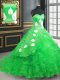Flirting Green Quinceanera Gown Sweetheart Sleeveless Brush Train Lace Up
