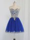 Customized Royal Blue Prom Gown Prom and Party and Sweet 16 with Beading Sweetheart Sleeveless Zipper