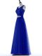 V-neck Sleeveless Zipper Evening Dress Royal Blue Tulle