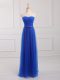 Royal Blue Sleeveless Tulle and Lace Lace Up Quinceanera Court of Honor Dress for Prom and Party and Wedding Party