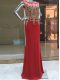Most Popular Beading and Appliques Homecoming Dress Red Zipper Sleeveless Floor Length