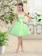 Flare Knee Length Quinceanera Court Dresses Organza Sleeveless Lace and Belt