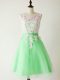 Apple Green Scoop Lace Up Lace Dama Dress Sleeveless