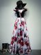 Most Popular Multi-color Printed Lace Up Sleeveless Floor Length Ruching