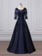 Stunning Scoop 3 4 Length Sleeve Satin Dress for Prom Lace and Appliques Brush Train Zipper