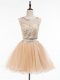 High Quality Mini Length Champagne Prom Evening Gown Scoop Sleeveless Side Zipper