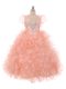 Sleeveless Lace Up Floor Length Beading and Ruffles Pageant Gowns For Girls