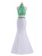 Halter Top Sleeveless Satin Evening Dress Beading Criss Cross
