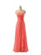 Chiffon Strapless Sleeveless Zipper Hand Made Flower Court Dresses for Sweet 16 in Watermelon Red