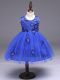 Royal Blue Zipper Scoop Appliques and Bowknot Flower Girl Dresses for Less Tulle Sleeveless
