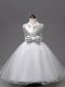 Tea Length Zipper Flower Girl Dresses for Less White for Wedding Party with Sequins and Bowknot