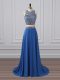 Hot Selling Blue Sleeveless Beading and Sequins Floor Length Homecoming Dress