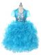 Discount Scoop Sleeveless Lace Up Child Pageant Dress Baby Blue Organza