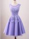 Lavender Lace Up Scoop Lace Quinceanera Court of Honor Dress Tulle Sleeveless