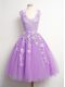 Charming Knee Length A-line Sleeveless Lilac Quinceanera Court of Honor Dress Lace Up