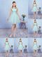Aqua Blue Lace Up Court Dresses for Sweet 16 Appliques Cap Sleeves Mini Length