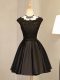 Graceful A-line Prom Evening Gown Black Scoop Satin Sleeveless Mini Length Zipper