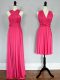 Hot Pink Sleeveless Chiffon Lace Up Court Dresses for Sweet 16 for Prom and Sweet 16 and Wedding Party