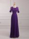Dazzling Purple Empire Lace and Appliques Prom Dresses Zipper Chiffon Half Sleeves Floor Length Dazzling Purple Empire Lace and Appliques Prom Dresses Zipper Chiffon Half Sleeves Floor Length