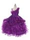 Organza Sleeveless Floor Length Kids Pageant Dress and Lace and Ruffles and Ruffled Layers