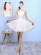 White Vestidos de Damas Beach and Wedding Party with Lace Halter Top Sleeveless Lace Up