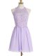 Best Selling Lavender Chiffon Lace Up Halter Top Sleeveless Knee Length Vestidos de Damas Lace