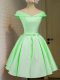 A-line Off The Shoulder Cap Sleeves Taffeta Knee Length Lace Up Belt Court Dresses for Sweet 16