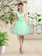 Cute Tulle Sleeveless Knee Length Quinceanera Court Dresses and Lace and Belt