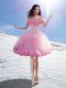 Gorgeous Baby Pink Lace Up Prom Dresses Hand Made Flower Sleeveless Mini Length