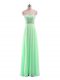 Lovely Chiffon Strapless Sleeveless Zipper Beading in Apple Green