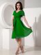 Knee Length Green Dress for Prom Chiffon Short Sleeves Ruching