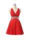 Enchanting Red Sleeveless Chiffon Criss Cross Prom Party Dress for Prom and Party and Sweet 16