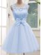 Clearance Lavender A-line Lace Damas Dress Lace Up Tulle Sleeveless Knee Length