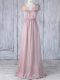 Elegant Pink Dama Dress for Quinceanera Prom and Party and Wedding Party with Lace Scalloped Short Sleeves Clasp Handle
