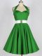 Halter Top Neckline Belt Dama Dress Sleeveless Lace Up