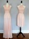 Fashionable Halter Top Sleeveless Lace Up Quinceanera Court of Honor Dress Baby Pink and Peach Chiffon
